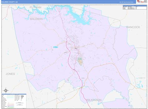 Baldwin County Ga Wall Map Color Cast Style By Marketmaps