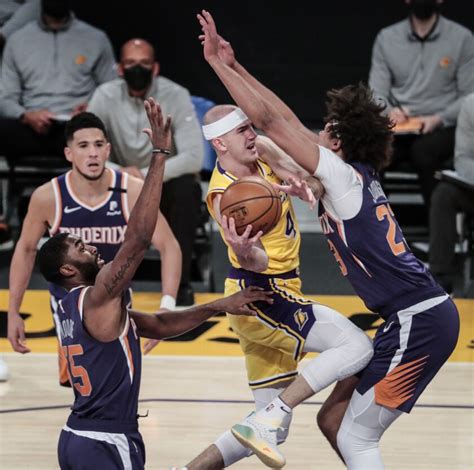 Short Handed Lakers Fall Short Against Suns In Feisty Game Los