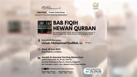 Kitab Shahih Fiqih Sunnah Bab Fiqih Hewan Qurban Ustadz Muhammad