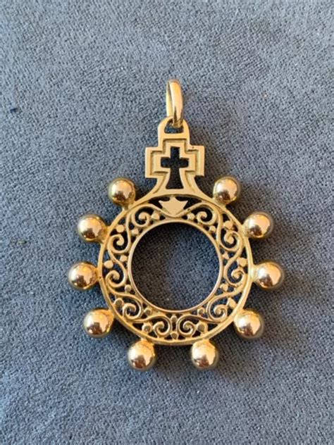 PENDENTIF CHAPELET DIZAINIER Basque Ancien En Or 18 Carats Euskal