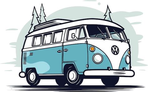 Cartoon Style Camper Van Driving on Desert Road Vector Art | Premium AI ...