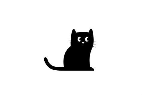 Design Logo Creative Black Cat Cute 9482809 Vector Art At Vecteezy