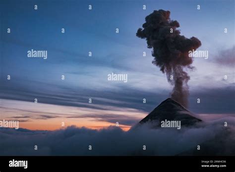 A Dramatic Scene As Fuego Volcano In Guatemala Erupts Through Low