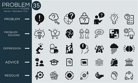 Problem Concept Icons Set Contains Such Icons Problem Solving