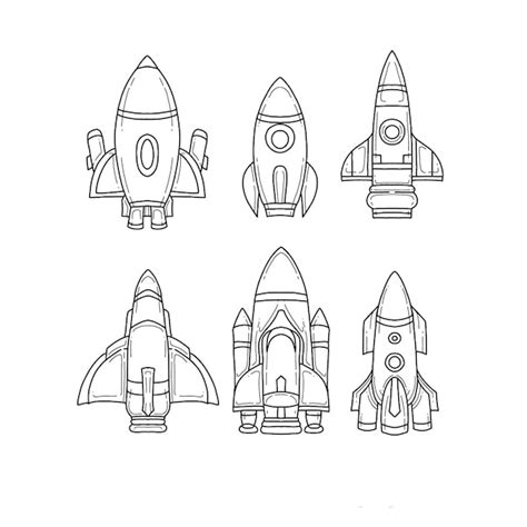 Premium Vector Rocket Handrawn Doodle Illustrations Vector Set