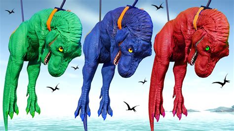 Red T Rex Vs Blue Malusaurus Vs Pink Godzilla Jurassic World