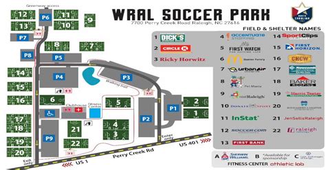 WRAL Soccer Park Field Map