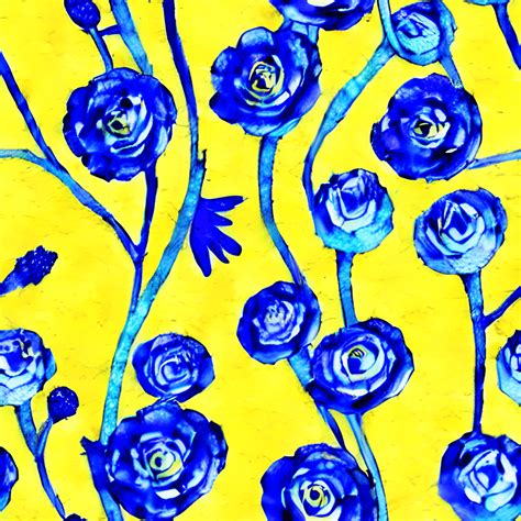 Aquarelle D Illustration Bleu Royal Et Jaune De Renoncule Creative