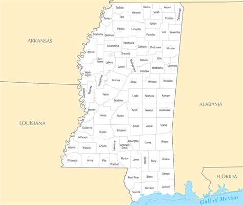 Mississippi County Map • Mapsof.net