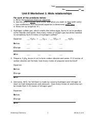 Ws Doc Name Date Pd Unit Worksheet Mole Relationships