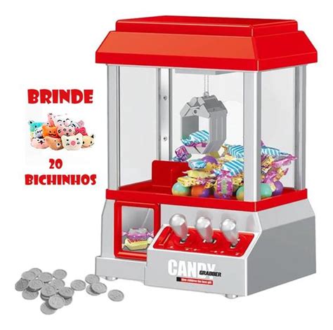 Mini Máquina De Pegar Bichinhos Doces Infantil Garra 20 Pelúcias