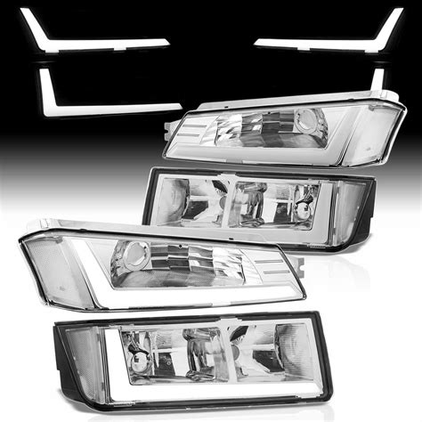 Ajp Distributors Chrome Housing Led Drl Headlights Assembly Bumper Clear Signal