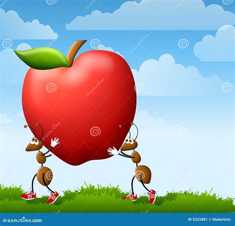 Cartoon Ants Carrying Apple Stock Image Image 5322881