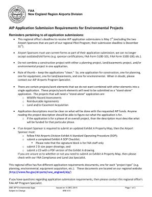 Fillable Online Faa A I P Application Submission Requirements For