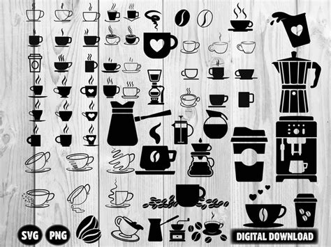 Coffee Cup Svg Bundle Coffee Cup Clipart Bundlecoffee Tools Etsy