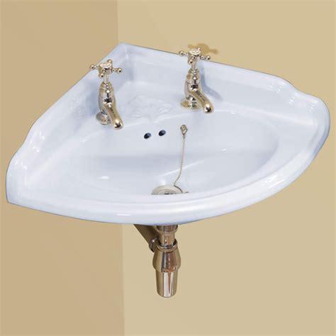 Silverdale Victorian Tapholes White Corner Cloakroom Basin