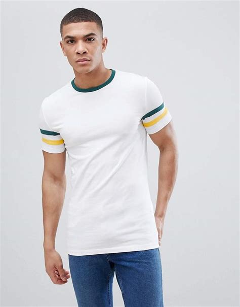 Asos Design Muscle Fit T Shirt With Contrast Sleeve Panels Creative T