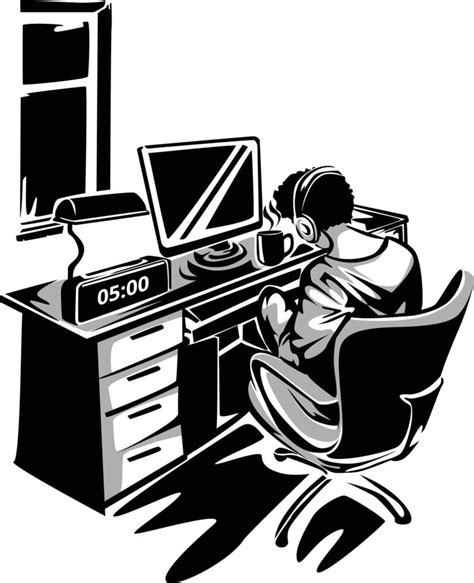 illustration of a man working in front of a computer 6517841 Vector Art ...