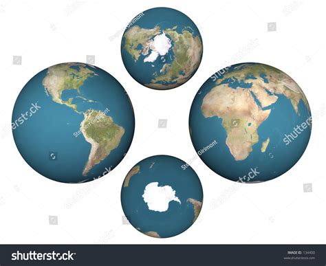 Four Views Earth Showing All Hemispheres Stock Photo 134400 Shutterstock