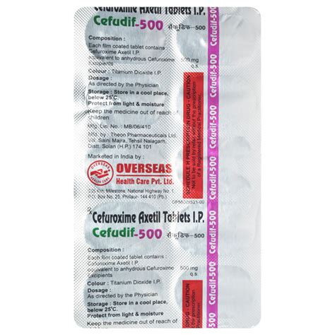 CEFUDIF 500mg Tablet 10 S Price Uses Side Effects Netmeds