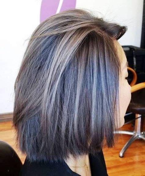 Highlights To Cover Gray Hair Technique Brunette Hair Color Transition To Gray Hair