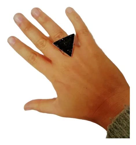 Anillo Regulable Turmalina Negra Triangulo De Alpaca Mercadolibre