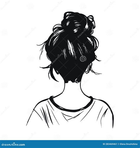 Girl with Messy Bun Hair, Back View. Messy Bun Hairstyle from Behind ...