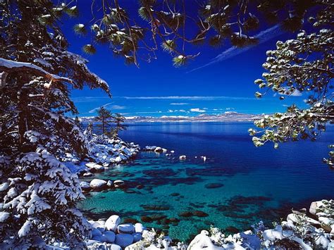 Lake Tahoe In Winter Shore Bonito Mirrored Nice Tahoe Reflection