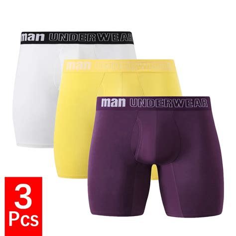 3pcs Lot Large Size Men Panties Underwear Sports Long Leg Boxer Shorts