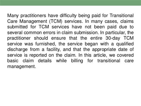 Billing For Transitional Care Management Ppt