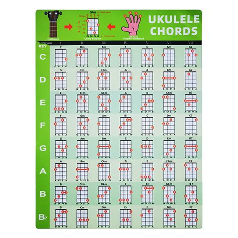 Ukulele Chord Poster Chart Music Educational Reference Guide For