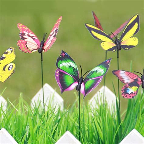 50 PCS Colorful Butterflies Garden Ornament Flowerpot Plant Decor ...