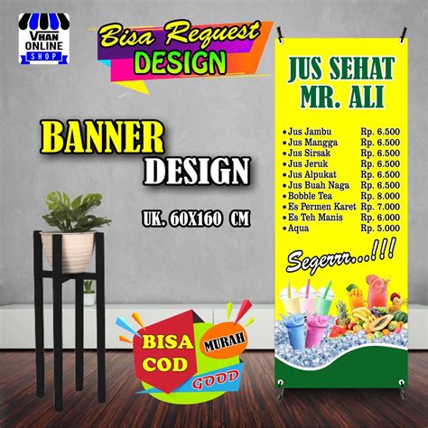 Jual Spanduk Banner Jualan Jus Aneka Juice Buah Boba Berdiri Murah