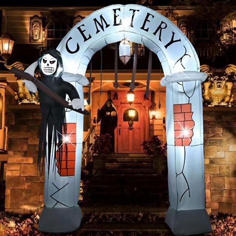 Ft Tall Halloween Inflatable Cemetery Archway With Led Lights