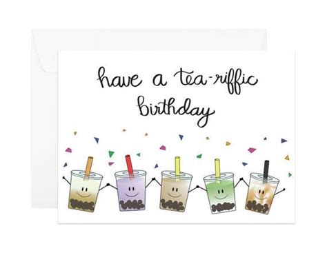 Have A Tea Riffic Birthday Bubble Tea Birthday Card Boba Tea Birthday