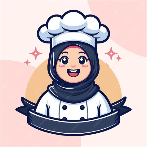 Premium Vector Vector Cute And Happy Muslim Female Chef Wearing Hijab