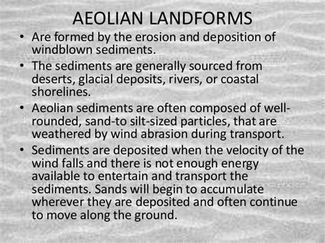 Aeolian processes and landforms