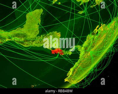 Costa Rica On Green Model Of Planet Earth With Network Representing