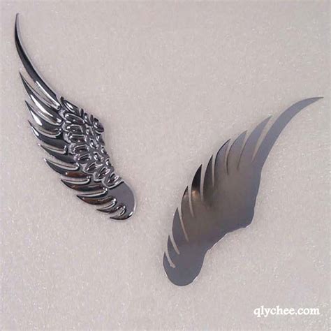 D Chrome Metal Angels Wings Decoration Badge Emble Sliver Car Auto