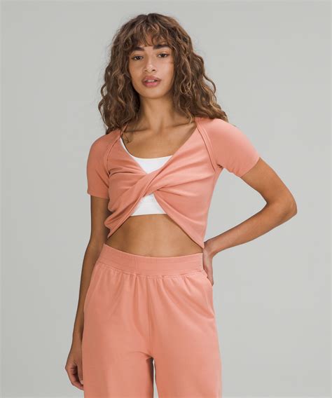 Lululemon La Twist Front Crop Top In Pink Savannah Modesens