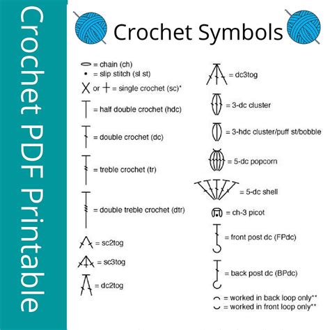 Easy crochet charts crochet chart printable crochet hook sizes crochet ...