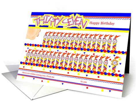 Happy 37th Birthday, Cake with 37 Candles card (832248)