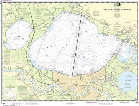 NOAA Nautical Chart - 11369 Lakes PontChart -rain and Maurepas