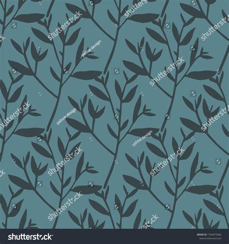 Seamless Pattern Leaves Silhouette On Green 库存矢量图（免版税）1764473360