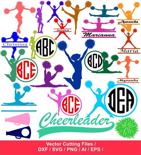 Cheer Svg Cut Files Cheerleading Silhouette Cheer Monogram Etsy