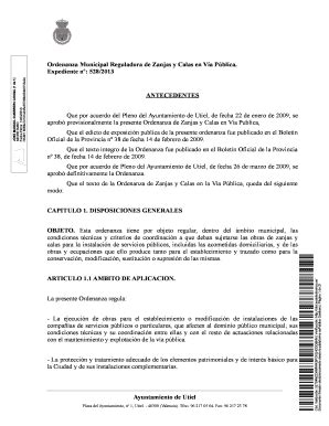 Completable En L Nea Utiel Ordenanza De Zanjas Y Calas En Va Pblica