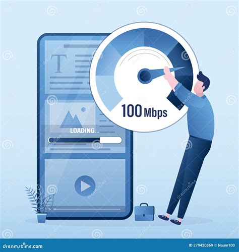 Slow Loading of Media Content on Smartphones. Speed Test. Male User