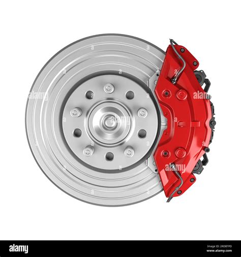 Braking System Car Brake Disk With Caliper Isolated On White