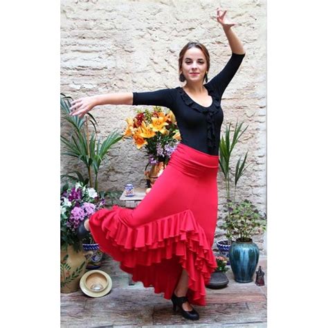 Falda Flamenco Roja 3 Volantes