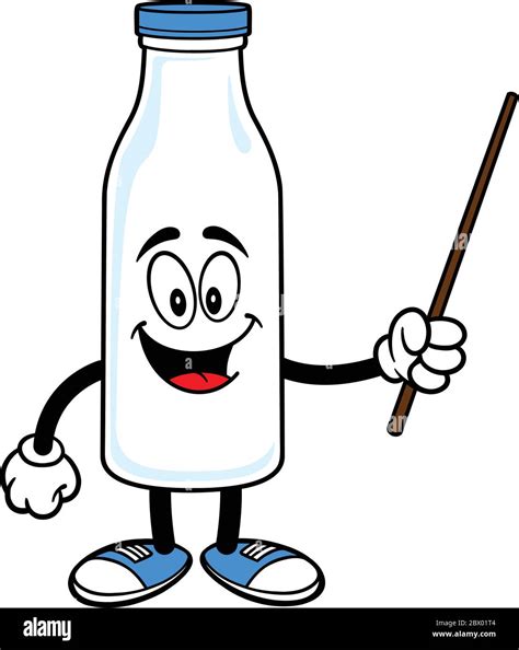 Milk Mascot with Pointer Stick - A cartoon illustration of a Milk ...